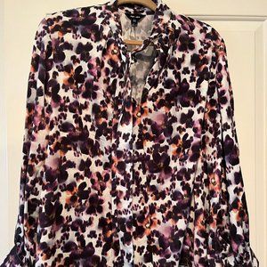 LIKE NEW  SAINT+SOFIA front keyhole tie floral blouse women's sz 14